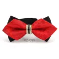 Papillon rosso con strass da uomo matrimonio sposo cravatta formale vista prodotto variante. - Farfalla Appuntita Strass Rosso Nero (XZ-035)