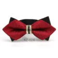 Elegante Farfallina Rosso Diamante Uomo Matrimonio Formale Moda Accessorio nuovo - Farfalla Appuntita Patchwork Rosso Nero (XZ-024)