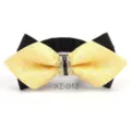 Cravattino papillon giallo con strass uomo moda sposo matrimonio formale punta - Farfalla Appuntita Patchwork Giallo Nero (XZ-012)