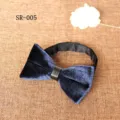 Men velvet bow tie classic wedding suit accessory dark blue fashion formal neckwear - Dark Blue Style (SR-005)