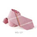 Corbata estrecha rosa de cuadros de algodón estilo británico business casual vista detallada - MG-121