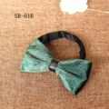 Green velvet bow tie detail, textured fabric close-up, elegant men suit accessory. - Green With Black Style (SR-016)