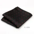 Clásico pañuelo de bolsillo negro para hombre con lunares rojos, accesorio elegante para traje. - Negro Rojo con Lunares