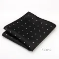 Pañuelo de bolsillo negro con lunares para hombre, accesorio de traje estilo británico. - Lunares Blanco y Negro