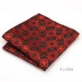 Pañuelo de bolsillo para hombre traje patrón vintage negro rojo accesorio formal negocios - Negro con flores rojas