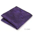 Pañuelo de bolsillo hombre estampado cachemir morado seda traje boda accesorio - Morado Paisley