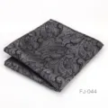Elegante pañuelo de bolsillo para hombre con patrón cachemira gris oscuro para trajes formales. - Gris Oscuro Paisley