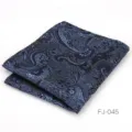 Pañuelo de bolsillo azul oscuro con estampado Paisley para hombre accesorio traje formal - Azul Oscuro Negro Paisley