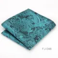 Pañuelo de bolsillo para hombre de poliéster con patrón paisley turquesa clásico y elegante. - Negro Cían Paisley