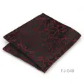 Pañuelo de bolsillo negro para hombre con patrón de remolino rojo, accesorio de poliéster - Negro Rojo Bordado