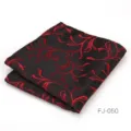 Hombre negro rojo pañuelo de bolsillo traje pañuelo formal de negocios accesorio variante - Negro Rojo Jacquard