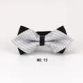 Herren Fliege mit spitzem Ende und schwarz-silbernen Streifen, ideal für Hochzeiten und Anlässe. - NO.15
