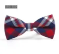 Noeud papillon classique en coton a carreaux rouges et bleus, style britannique chic. - MG-109