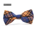 Mode homme noeud papillon a carreaux bleu orange style britannique coton casual - MG-112