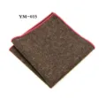 Wollen pochet detail, bruine stof met roze rand voor heren pak borstzak accessoire. - Donkerbruin Rode Rand