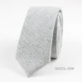 Men's light grey wool slim necktie, herringbone textured business formal suit tie. - Light Gray