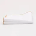 White cotton pocket square detail, rolled beige edge, elegant men suit accessory. - Champagne Edge