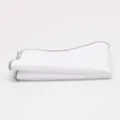 White pocket square with grey trim for men suit detail view, premium cotton fabric accessory. - Light Gray Edge