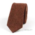 Corbata fina de lana marrón, corbata de boda de negocios con patrón de tweed clásico. - Marrón