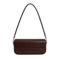 Dark brown shoulder bag, stylish commuter baguette bag with delicate long shoulder strap. - No Pendant / Coffee