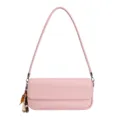 Pink Korean style shoulder bag, fashionable PU leather square baguette handbag variant style. - With Pendant / Pink