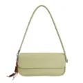 Light green shoulder bag with bead tassel, stylish women underarm baguette handbag - With Pendant / Green
