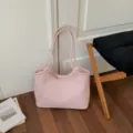 Κομψή ροζ δερμάτινη τσάντα tote για γυναίκες, μεγάλη τσάντα ώμου για καλοκαιρινή μόδα. - Ροζ Χωρίς Μενταγιόν