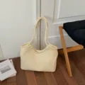 Κρεμ δερμάτινη τσάντα ώμου shopper μινιμαλιστική μεγάλη χωρητικότητα καθημερινή - Κίτρινο χωρίς μενταγιόν