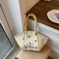 Bolso de lunares amarillo, elegante bolso de hombro con bonitas huellas de patas. - Sin colgante / Amarillo
