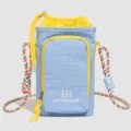 Lightweight kids crossbody phone bag, solid blue with colorful straps, portable travel bottle bag. - Sea Salt Blue