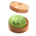Cute green baozi squishy toy with steamer basket slow rebound decompression stress relief toy - 1 Piece / Grass Green