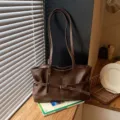 Sac cabas souple marron, sac à épaule minimaliste pour femme style quotidien. - Sans pendentif / Marron