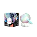Galaxy projection bubble machine toy with colorful lights, cloud base and portable handle. - White