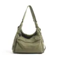 Bolso cruzado de lona verde para hombre y mujer, bolso bandolera casual de gran capacidad. - Verde
