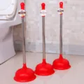 Sterke wc ontstopper met duurzame rode rubberen zuignap en roestvrijstalen handgreep voor badkamer. - Roestvrijstalen Handvat