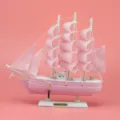 Wooden pink sailboat model ornament desk decor nautical ship home decoration gift - 20cm / Pink Sailboat