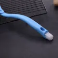 Long handle shoe cleaning brush with soft white bristles for deep cleaning footwear easily. - Green