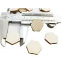 Natural wood hexagon craft chips for DIY handmade painting and home decoration projects. - 100 Pcs (30mm)