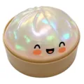 Cute iridescent steamed bun squeeze toy, soft stress relief toy with happy face design. - Pearl Color