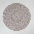 Round jute placemat with white floral print, rustic table decor mat for dining room. - No Tassel White Picture 1 38cm
