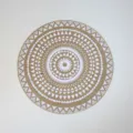 Nordic minimalist round jute placemat, handmade woven table mat with white geometric pattern. - No Tassel White Picture 2 38cm