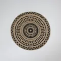 Round jute placemat woven bohemian table mat vintage linen rustic kitchen dining decor. - No Tassel Black Picture 2 38cm