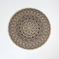 Round jute placemat with black mandala print, handmade woven table mat for dining room decor. - No Tassel Black Picture 6 38cm