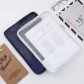 Translucent mesh zipper file bag durable waterproof document pouch stationery organizer. - White