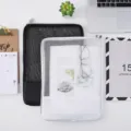 Translucent mesh zipper document bag aesthetic file folder student stationery storage pencil case - Black