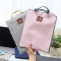 Waterproof Oxford cloth A4 file bag, multi-layer document organizer with handle and smooth zipper. - Navy Blue