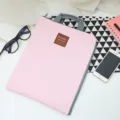Pink canvas document bag with handle and zipper for A4 files, laptop and office use. - Pink