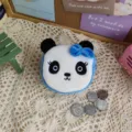 Mini plush 3D coin purse cute animal zipper wallet keychain for women and kids gift. - Blue Panda