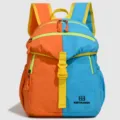 Kids colorblock backpack bright orange blue casual school bag lightweight outdoor travel daypack - Bright Orange and Sea Blue