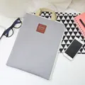 Graue Oxford-Canvas A4 Dokumententasche Laptophülle mit Griff und Reißverschluss für Büro. - Hellgrau